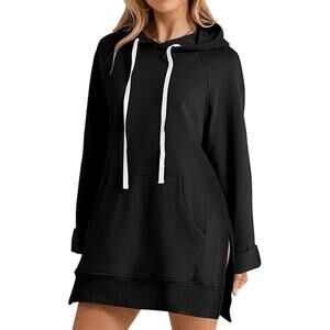 WARMY Oversized Hoodie Dress Women's SBlack Plush Lined Cozy Like New Condition